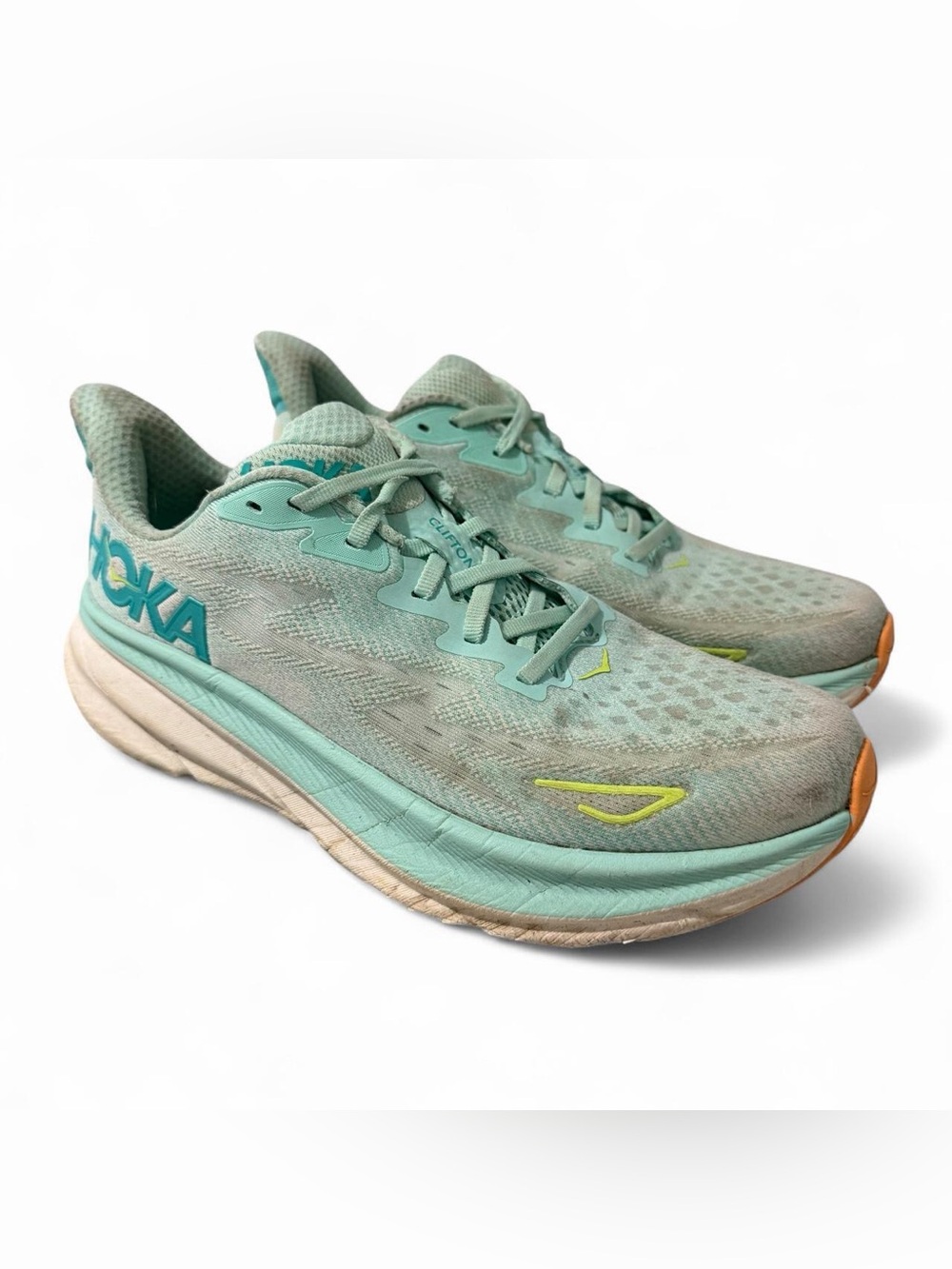 Women’s Hoka Clifton 9 Sea Foam Aqua Breeze Running Shoes Size 10